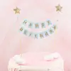 Nueva decoración de cumpleaños feliz creativa enchufe escena feliz bandera para pastel estrella de cinco puntas destello oro bandera de pancarta HB