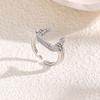 Anillo abierto geométrico personalizado de moda con forma de luna para mujer, exquisito anillo de herradura con baño de cobre de 18 quilates y circonitas combinables.