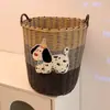 Cesta de Ropa Sucia Extra Grande, Cesta de Almacenamiento Linda con Forma de Perro Estilo Ratán, Cesto de Lavandería para Baño, Contenedor de Fieltro para Juguetes y Snacks