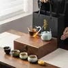 Juego de Té de Cinco Hornos Famosos Cerámica Kung Fu Juego de Té Taza de Té Caja de Regalo de Negocios Juego de Regalo Personalizado