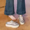 Sandálias casuais fechadas sem cadarço para mulheres, novidades de verão, sapatos com painel de malha sem salto, sandálias plataforma de sola grossa com aumento de altura