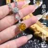 Brillante Estrella Gloria Amarillo Diamante Circonita Base Octagonal Corte Milenio Rosa Anillo Abierto Pendiente para Mujer Colgante Traje