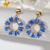 Pendientes Tejidos de Cristal con Círculo de Flores de Colores Lujo Accesible Nicho Pendientes de Gama Alta Moda Europea y Americana Pendientes Elegantes para Mujer