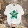 Camiseta de Manga Corta de Algodón Puro Moderna y Única para Hombres y Mujeres Jóvenes, Ropa de Calle de Verano Estilo Ins, Top Holgado de Cuello Redondo, Estilo Chino