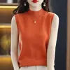 Top de Tricô sem Mangas com Gola Alta e Corte Slim para Mulheres - Outono 2025 - Camada Base Suéter