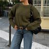 Diyun Moda Sencilla Europea y Americana Suéter Camiseta de Lana de Manga Larga de Color Puro Ropa para Mujer Otoño e Invierno 2025 Estación Independiente de Amazon