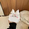 Diseño de lunares estilo coreano, bolso cuadrado pequeño, simple y versátil para ir al trabajo, lindo moño, de mano, temática de gatos, y se puede llevar como bolso de hombro o bolso cruzado