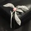 Elegante e Intelectual Broche de Orquídea Pedra Prateada, Elegante Personalizado, Broche de Alto Padrão Estilo Chinês, Corsage Anti-Exposição para Mulheres