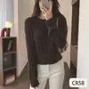 Suéter de Punto Cómodo Simple de Manga Corta Larga, Henley de Cuello Redondo con Botones, Suave y Cálido, de Lana y Cachemira