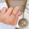 [Galvanoplastia de ouro real] Design Europeu e Americano ins Wind Geometry Diamond Ball Ring Anel Aberto de Vento Frio para Mulheres
