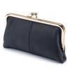 Bolso de mano largo con clip de moda simple de cuero genuino, nueva billetera de piel de vaca de primera capa, bolso de almacenamiento dorado con boca, gran capacidad