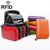 Bolsa de Tarjetas de Crédito y Banco Nueva con Cremallera Única, Estilo Coreano Promocional, Anti-robo RFID, Cepillo, Magnética, Piel de Vaca Genuina, Estilo Cartera de Órgano
