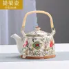 Bule Grande com Alça Doméstico Hotel Restaurante Infusor de Chá Bule Único para Ferver Água Bule para Água Fria Bule para Chá de Flores Cerâmica