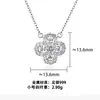 Collar de Plata de Ley 999 para Mujer, Lujo Ligero Nicho Trébol de Cuatro Hojas Cadena para Clavícula Full Diamante, Estilo Elegante y de Gama Alta, Gargantilla Mismo Estilo que las Celebridades de Internet