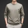 Artículo popular para transmisiones en vivo: Camiseta de manga larga para hombre, de corte holgado, cuello redondo y estampado floral, para otoño e invierno