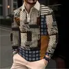 Roupas Masculinas Casuais para Exterior Outono Novo Europeu e Americano Cruzamento de Fronteiras Botão Retro Manga Longa Estampa 3D POLO