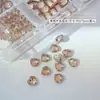 Champagne Cintilante Fundo Plano Zircônia Arte de Unha Diamante Fundo Plano Médio Zircônia Diamante Formato Especial Olho de Cavalo Coração Gota de Água Joia de Unha