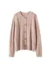 Cardigan de Cachemira con Punto Trenzado y Nuevo Color Otoño/Invierno 2026 para Mujer, Cuello Redondo, Retro, Corte Relajado, Top de Punto Holgado