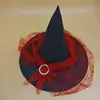 Novos Adereços Decorativos de Halloween Chapéu de Bruxa Feminino Adulto Headwear de Bruxa de Gaze Poliéster Taaf Chapéu para Fantasia