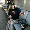 Promoção Relâmpago: Camiseta estampada estilo coreano de manga curta para mulheres, nova coleção de verão, gola redonda, leve, respirável, casual e versátil