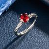 Anillo de turmalina roja de imitación de lujo de alta gama con seis garras para mujer, anillo de piedras preciosas de color rojo rosa con diamantes, joyería para mujer