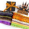 10mm Halloween Ribbon Halloween Party Scene Decoração Bow Headwear Material Inglês Carta Fita de cor sólida