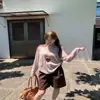 Suéter de punto para mujer con cuello redondo, manga larga holgado, estilo casual, efecto adelgazante, top elegante, suéter de invierno, capa base