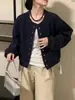 Chamarra de béisbol corta de cuello redondo para mujer, nueva colección otoño 2026, simple y versátil, estilo casual, adecuada para figuras petite, top de moda