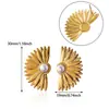 Brincos de estrela-do-mar de aço inoxidável retrô mais vendidos transfronteiriços brincos de pérola com coração brincos fofos simples requintados de alta qualidade moda