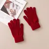 Luvas à Prova de Frio 100% Lã Pura Cor Sólida Outono e Inverno Tricotadas à Prova de Vento Unissex Luvas Quentes