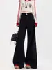 Nuevos jeans negros acampanados de principios de primavera para mujer, corte holgado, no ajustados en las piernas, con efecto adelgazante y que alarga la figura, pantalones de campana extralargos, hasta el suelo
