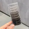 Conjunto de 9 Peças de Elásticos de Cabelo em Formato de Fio de Telefone com Caixa, Novo Simples Alta Elasticidade Corda de Cabelo Elástico Estojo de Couro