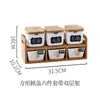 Conjunto Criativo de Potes de Cerâmica para Temperos para Cozinha Doméstica, Conjunto de Seis Peças Estilo Japonês com Frascos de Temperos e Pote de Sal