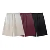 BE Ropa de Hombre Otoño/Invierno Calle Americana Retro Lavado Marca de Moda Pierna Recta Peso Pesado Más Terciopelo Pintura en Spray Bermudas Seis Puntos Hombre