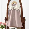 Vestido Preto de Verão Novo Estilo Coreano para Meninas, Sem Mangas, Gola Xale, Vestido Elegante para Meninas, Atacado de Roupas Infantis Transfronteiriças