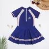 Traje de baño de una pieza para niñas con volantes en los bordes, diseño lindo, shorts de seguridad anti-exposición, traje de baño estilo princesa, adecuado para bebés y niños mayores