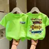 Camiseta de Manga Curta para Meninos Verão 2026 Novo Estilo para Crianças Mais Velhas, Camiseta Básica Fina com Estampa de Desenho Top da Moda