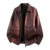 Nueva Chaqueta de Cuero de Vuelo de la Fuerza Aérea para Primavera y Otoño, Abrigo Retro Americano de Cuero PU, Chaqueta de Cuero Corta Ajustada para Hombre Tallas Grandes