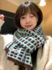 Cachecol de Tricô Xadrez Waffle Estilo Coreano para Mulheres Outono e Inverno Cachecol Quente de Nicho de Alto Padrão
