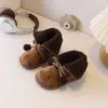 Botas de Neve Infantis de Fábrica 2025 Inverno Novo Fofas Bolinha de Pelo Poá Sapatos de Algodão Sapatos Quentes para Meninas
