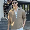 Nova Moda Estilo Old Money Falsa Duas Peças Sarja Fina Gola V Manga Longa Camisa para Homens e Mulheres, Casual de Primavera Camisa para Usar por Baixo