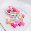 Acrílico de paso cuadrado color Macaron color claro para niños DIY cadena de móvil con cuentas material para accesorios de tocado 14MM