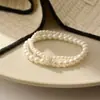 Pulsera de Perlas de Doble Capa Estilo Xiaohongshu, Joyería de Nicho de Lujo Ligero, Pulsera de Perlas de Gama Alta para Mujeres, Al por Mayor