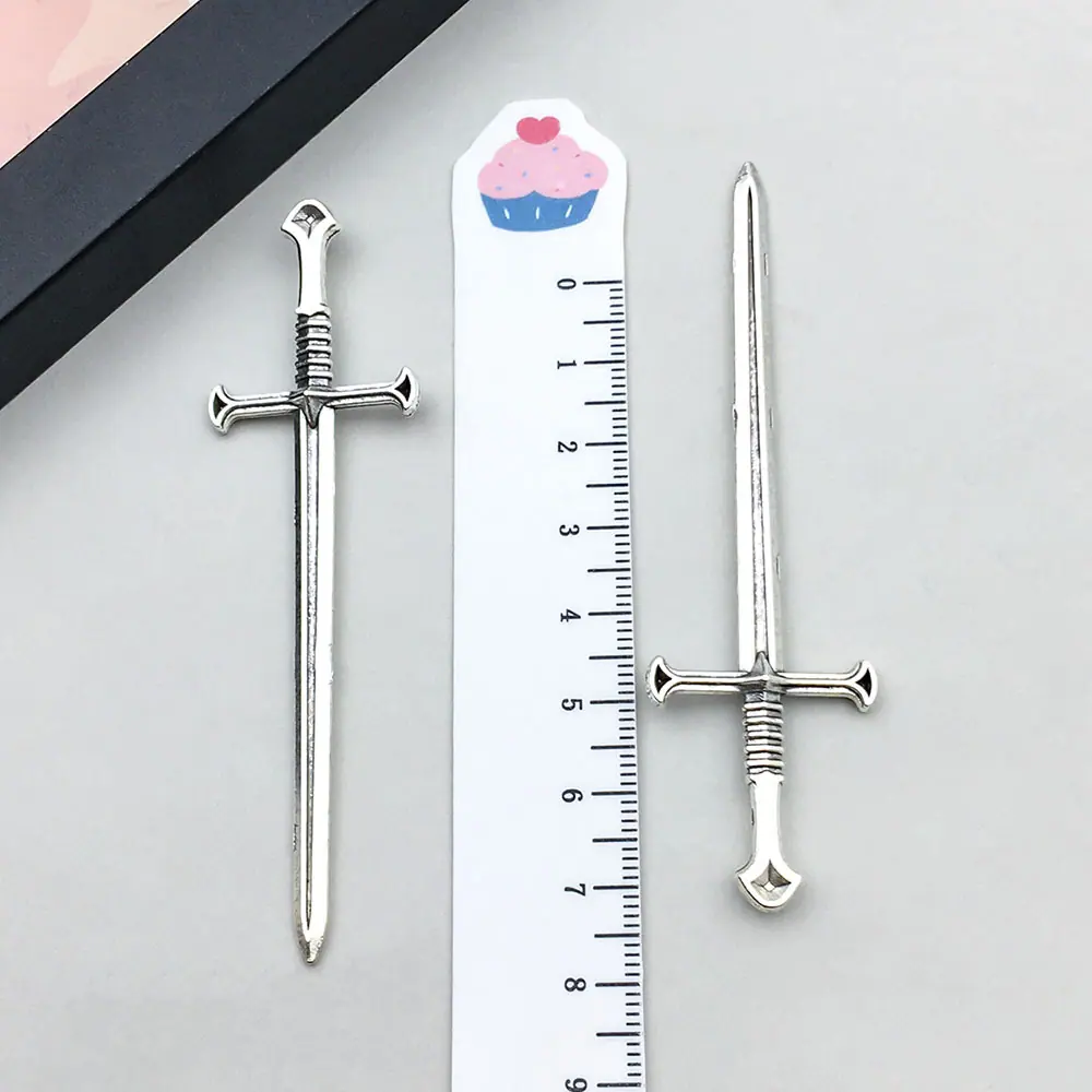8074-XS-古银十字架刀剑25x88mm-锌合金-4.6