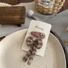 Pinza para el cabello con lazo geométrico color café con leche para Otoño e Invierno Accesorios para el cabello retro para niños Nuevos Accesorios para el cabello para flequillo