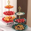 Plato de Frutas de Múltiples Niveles con Alto Valor Estético, Lujo Ligero y Sensación de Gama Alta, Adecuado para Mesa de Café de Sala de Estar, Plato de Bocadillos, Plato para Exhibir Frutas Secas y Plato Dividido
