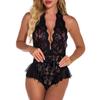 Lingerie Sexy Estilo Europeu e Americano Uniforme Sexy Tentação Macacão Peça Única com Alças de Renda Laço para Mulheres Tamanho Plus Roupas Eróticas