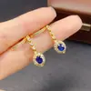 Pendientes de Zafiro Natural Transfronterizos Accesorios para Mujer Nicho Joyería de Alta Gama Plata 925 4*5mm Moda Venta Directa de Fábrica