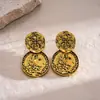 Pendientes de botón vintage europeos y americanos con letra y águila, pendientes retro de estilo metálico transfronterizo, pendientes nicho de alta gama para mujer