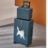 Desenho animado gatinho zíper puxar haste bagagem moldura de alumínio 28 polegadas mala de embarque mudo roda universal caixa mãe